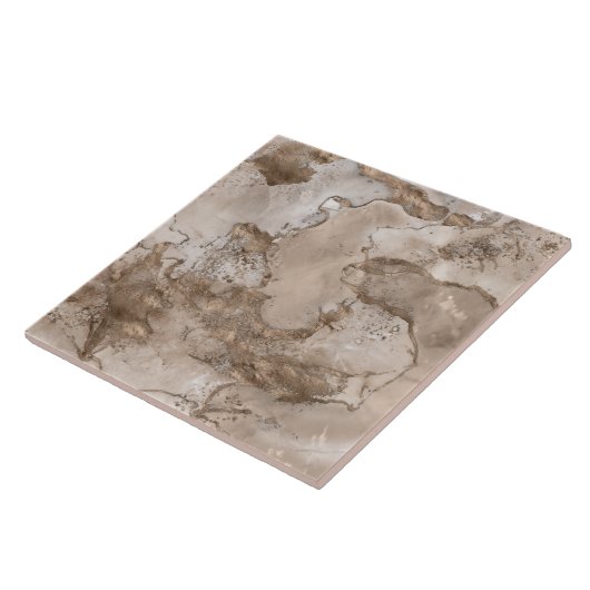 Taupe Marmor und Gold abstrakt Fliese (Seite)