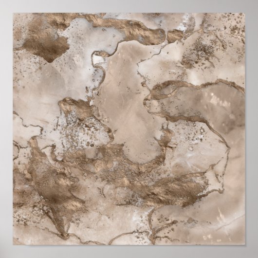 Taupe Marmor und Gold abstrakt Poster (Vorne)