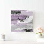 Taupe Mauve Abstrakte Pinselstriche Quadratische Wanduhr (Zuhause)
