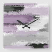 Taupe Mauve Abstrakte Pinselstriche Quadratische Wanduhr (Vorderseite)
