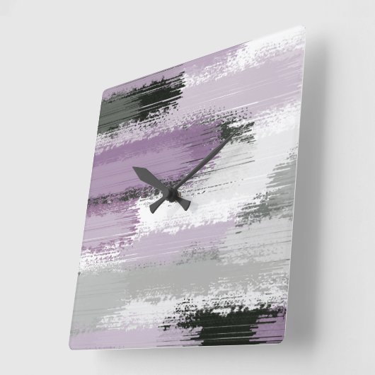 Taupe Mauve Abstrakte Pinselstriche Quadratische Wanduhr (Winkel)