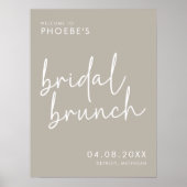 Taupe Minimalistisch Bridal Brunch Willkommensschi Poster (Vorne)