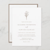 Taupe Minimalistisch Floral Bouquet QR Code Weddin Einladungspostkarte (Vorne/Hinten)