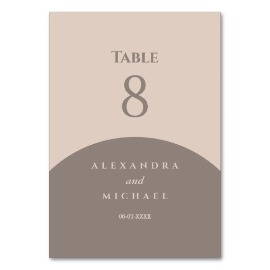 Taupe Minimalistisch Japandi Wedding Tischnummer (Vorderseite)