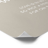 Taupe Minimalistisch Script Brautparty Blume Bar Poster (Ecke)
