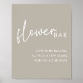 Taupe Minimalistisch Script Brautparty Blume Bar Poster (Vorne)