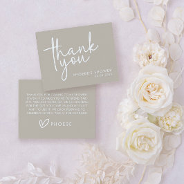 Taupe Minimalistisch Script Brautparty Flat Dankeskarte