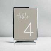 Taupe Minimalistisch Script Brautparty Flat Tischnummer