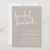 Taupe Minimalistisch Script Bridal Brunch Einladung (Vorderseite)