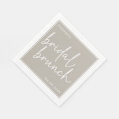 Taupe Minimalistisch Script Bridal Brunch Serviette (Ecke)