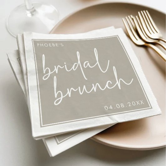 Taupe Minimalistisch Script Bridal Brunch Serviette