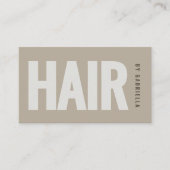 Taupe-Minimalistischer-Friseur-QR-Code Visitenkarte (Vorderseite)