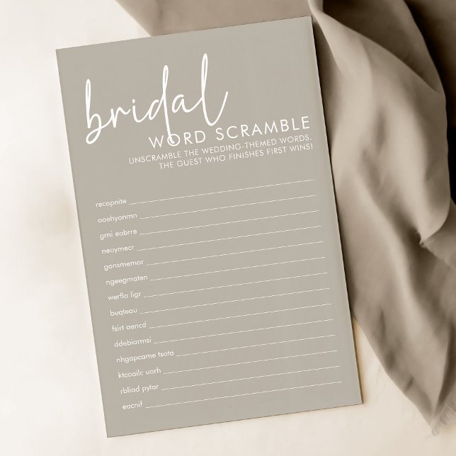 Taupe Minimalistisches Brautparty Word Scramble Ga (Von Creator hochgeladen)