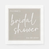 Taupe Minimalistisches Script Brautparty Serviette (Vorderseite)