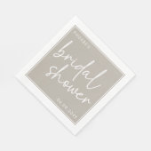 Taupe Minimalistisches Script Brautparty Serviette (Ecke)