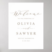 Taupe Minimalistisches Script Wedding Willkommen Poster (Vorne)