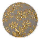 Taupe mit Goldalgen Keramikknauf (Vorderseite)