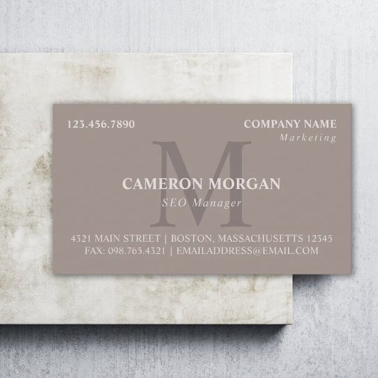 Taupe Mit Monogramm Beruflich Visitenkarte