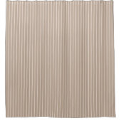Taupe mit Peach Thin Stripes Duschvorhang (Vorderseite)