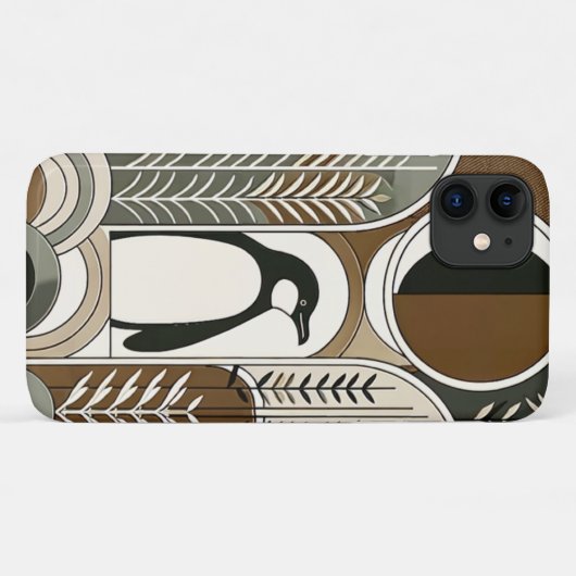 Taupe Mocha Abstrakt Gran Arcs Pattern Pinguin Case-Mate iPhone Hülle (Rückseite (Horizontal))