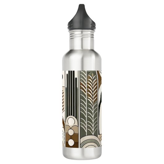 Taupe Mocha Abstrakt Gran Arcs Pattern Pinguin Edelstahlflasche (Links)