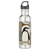 Taupe Mocha Abstrakt Gran Arcs Pattern Pinguin Edelstahlflasche (Vorderseite)