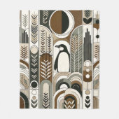 Taupe Mocha Abstrakt Gran Arcs Pattern Pinguin Fleecedecke (Vorderseite)