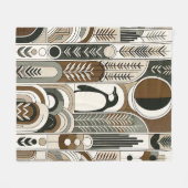 Taupe Mocha Abstrakt Gran Arcs Pattern Pinguin Fleecedecke (Vorderseite (Horizontal))