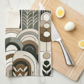 Taupe Mocha Abstrakt Gran Arcs Pattern Pinguin Geschirrtuch (Viertel Falte)