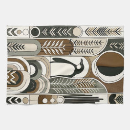 Taupe Mocha Abstrakt Gran Arcs Pattern Pinguin Geschirrtuch