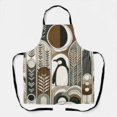 Taupe Mocha Abstrakt Gran Arcs Pattern Pinguin Schürze (Vorderseite)