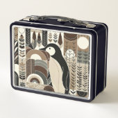 Taupe Mocha Elfenbeinpinguin in Pflanze des Grabwa Metall Brotdose (Rückseite)