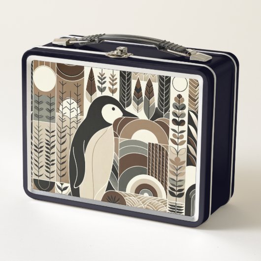 Taupe Mocha Elfenbeinpinguin in Pflanze des Grabwa Metall Brotdose (Vorderseite)