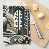 Taupe Mocha Elfenbeinpinguinwald mit Arkaden Geschirrtuch (Viertel Falte)