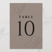 Taupe Modern Edge Elegante Monogram-Tischnummern (Rückseite)