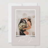 Taupe Modern Foto Frame Wedding Danke Karte (Vorderseite)