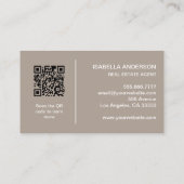 Taupe Modern Real Anwesen Berufliches Foto QR Visitenkarte (Rückseite)