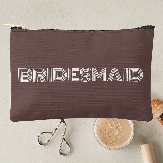 Taupe Modern Typografie Bridesmaid Zubehörtasche