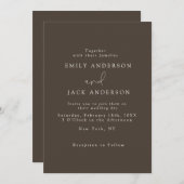 Taupe Moderne Elegance Chic Hochzeit Einladung (Vorne/Hinten)