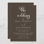 Taupe Moderne Elegance Chic Hochzeit Einladung (Vorne/Hinten)