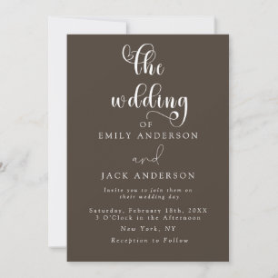 Taupe Moderne Elegance Chic Hochzeit Einladung