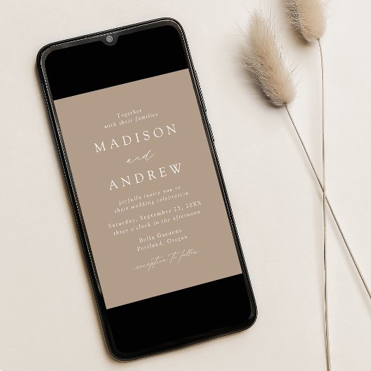 Taupe Moderne Elegance Hochzeit Einladung