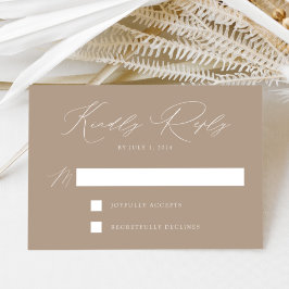 Taupe Moderne Elegance Hochzeit RSVP Karte