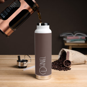 Taupe Moderne Typografie Personalisiert Trinkflasche