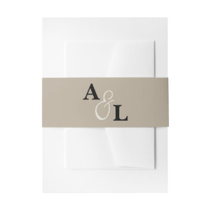 Taupe Monogram Ampersand Personalisierte Hochzeit Einladungsbanderole