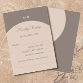 Taupe Monogram Japandi Wedding RSVP Card