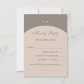 Taupe Monogram Japandi Wedding RSVP Card (Vorderseite)