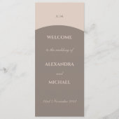 Taupe Monogram Minimalistisch Japandi Wedding Programm (Vorderseite)