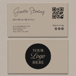 Taupe Neutral Logo QR Code Beruflich Company Visitenkarte<br><div class="desc">Werben Sie Ihre berufliche Marke mit dieser taupe-neutralen Visitenkarte, die mit einem eigenen Logo-Bereich und integriertem QR-Code ausgestattet ist. Die warme, erdige Taupe-Palette sorgt für ruhiges Vertrauen und moderne Professionalität, während die minimalistische Anordnung Ihre Kontaktdaten klar und einfach zu lesen gewährleistet. Ideal für Berater, Designer, echte Anwesen-Agent und Unternehmer, die...</div>