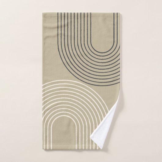 Taupe-Neutral-Minimalistisch Badhandtuch Set (Handtuch)